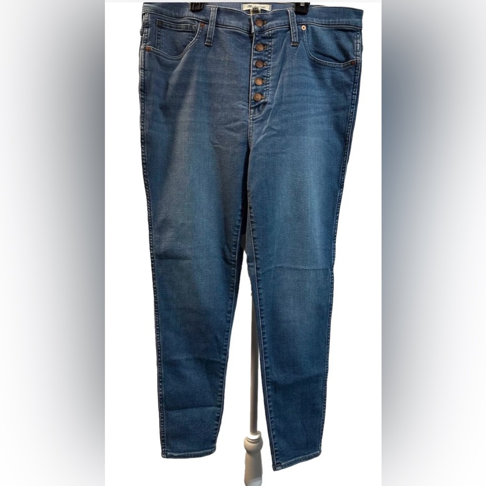 Madewell Jeans Women’s 33 10" High Rise Skinny Blue Medium Wash Button Fly Ankle